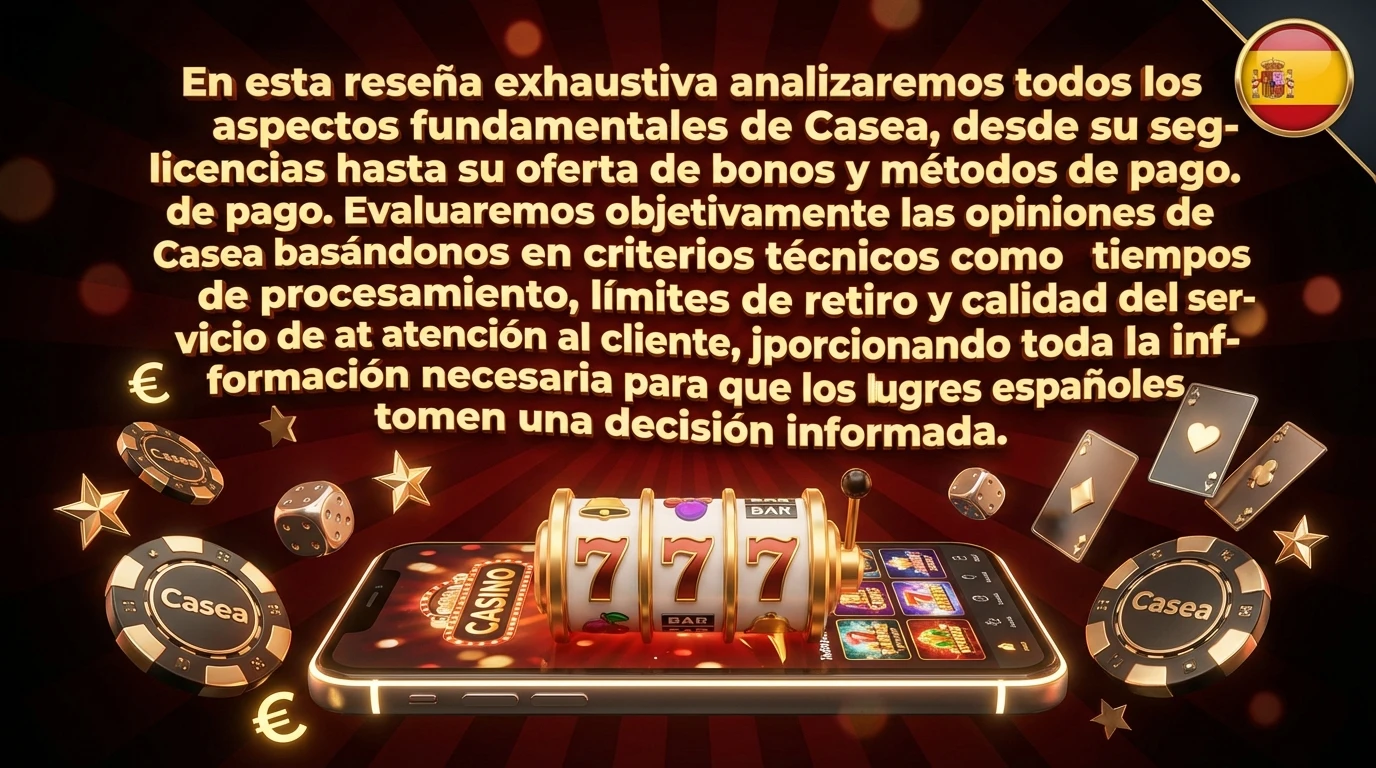 En esta reseña exhaustiva analizaremos todos los aspectos fundamentales de Casea, desde su seguridad y licencias hasta su oferta de bonos y métodos de pago. Evaluaremos objetivamente las opiniones de Casea basándonos en criterios técnicos como tiempos de procesamiento, límites de retiro y calidad del servicio de atención al cliente, proporcionando toda la información necesaria para que los jugadores españoles tomen una decisión informada.